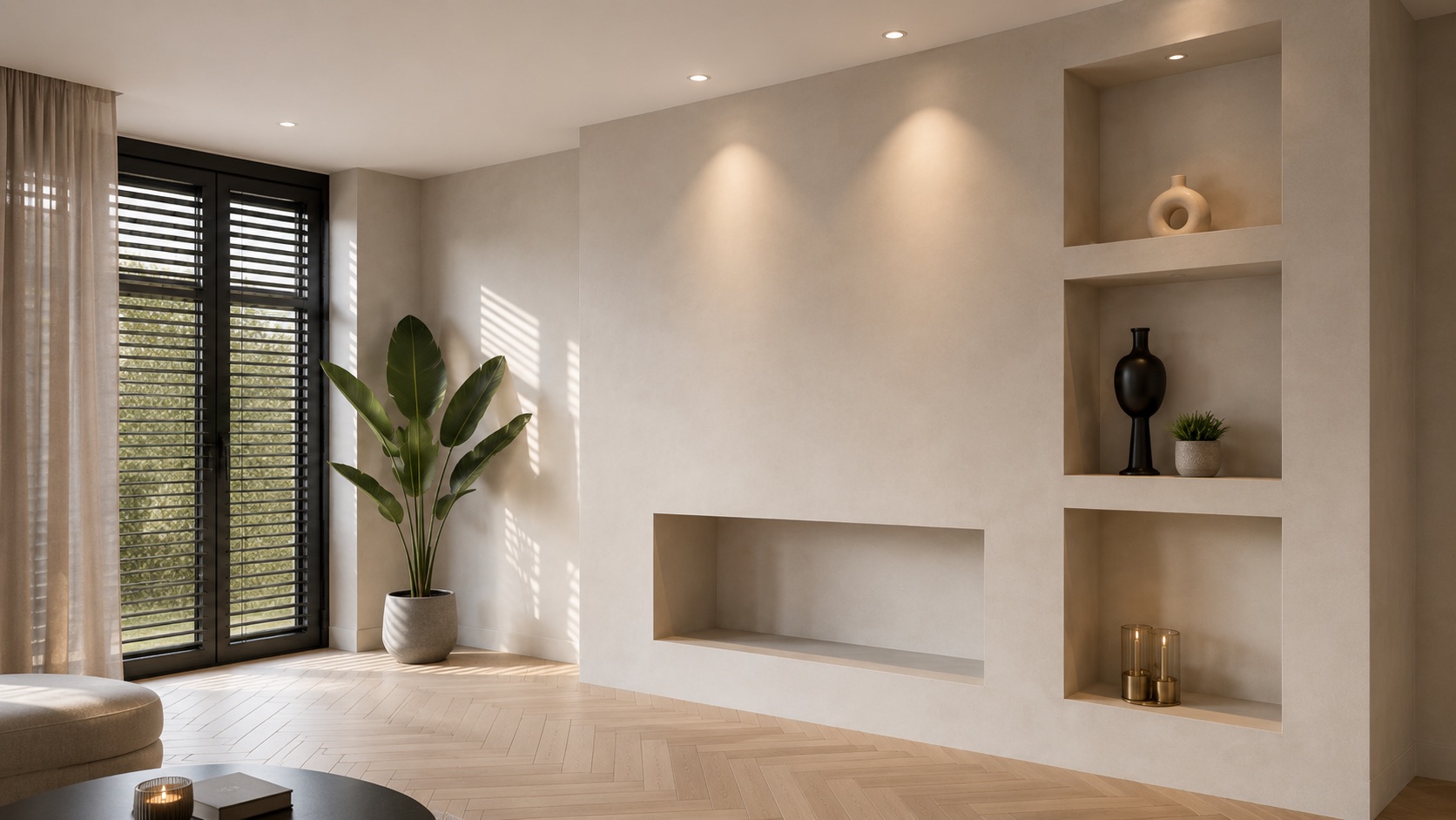 Strakke wand na latex spuitwerk — egaal en premium afgewerkt